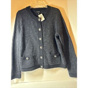 Torrid Button Up Cardigan Sweater Deep Black Button Pockets Size 0, L, 12 New‎